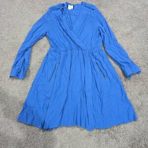 Maeve Anthropologie Lene‎ Blue Faux Wrap Dress Small